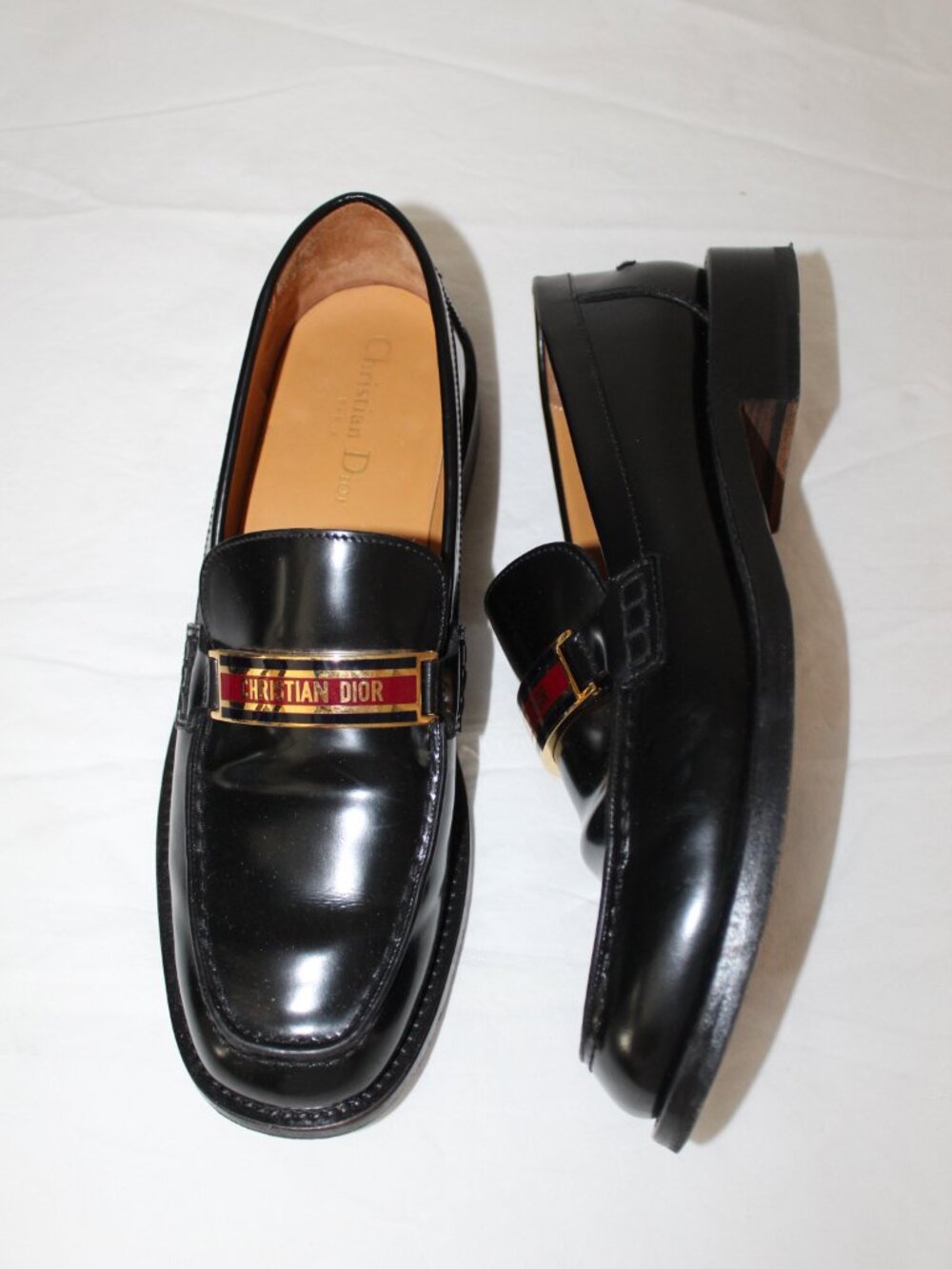 DIOR Christian Dior Code Loafers Flats Black Leather Logo Hardware 40